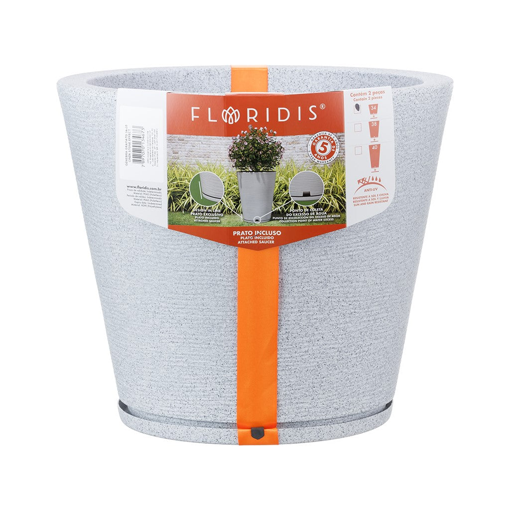 MACETA 34X35CM GENEBRA GRAPHITO EFECTO PIEDRA GRIS