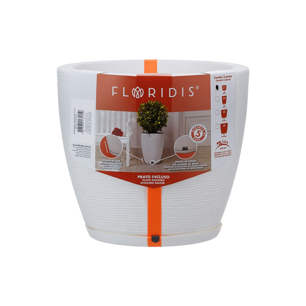 MACETA 27X28CM AMSTERDA GRAPHITO BLANCA