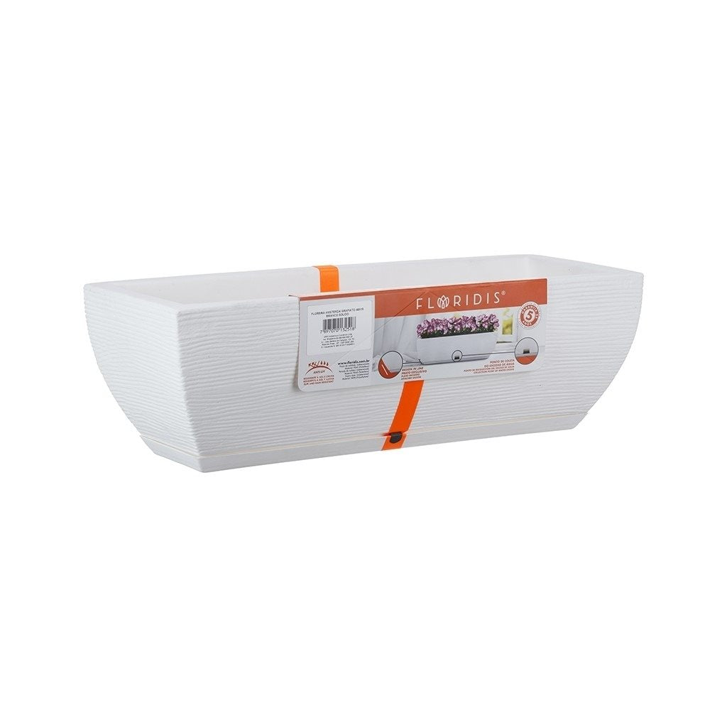 MACETA 48X16CM AMSTERDA GRAPHITO BLANCA