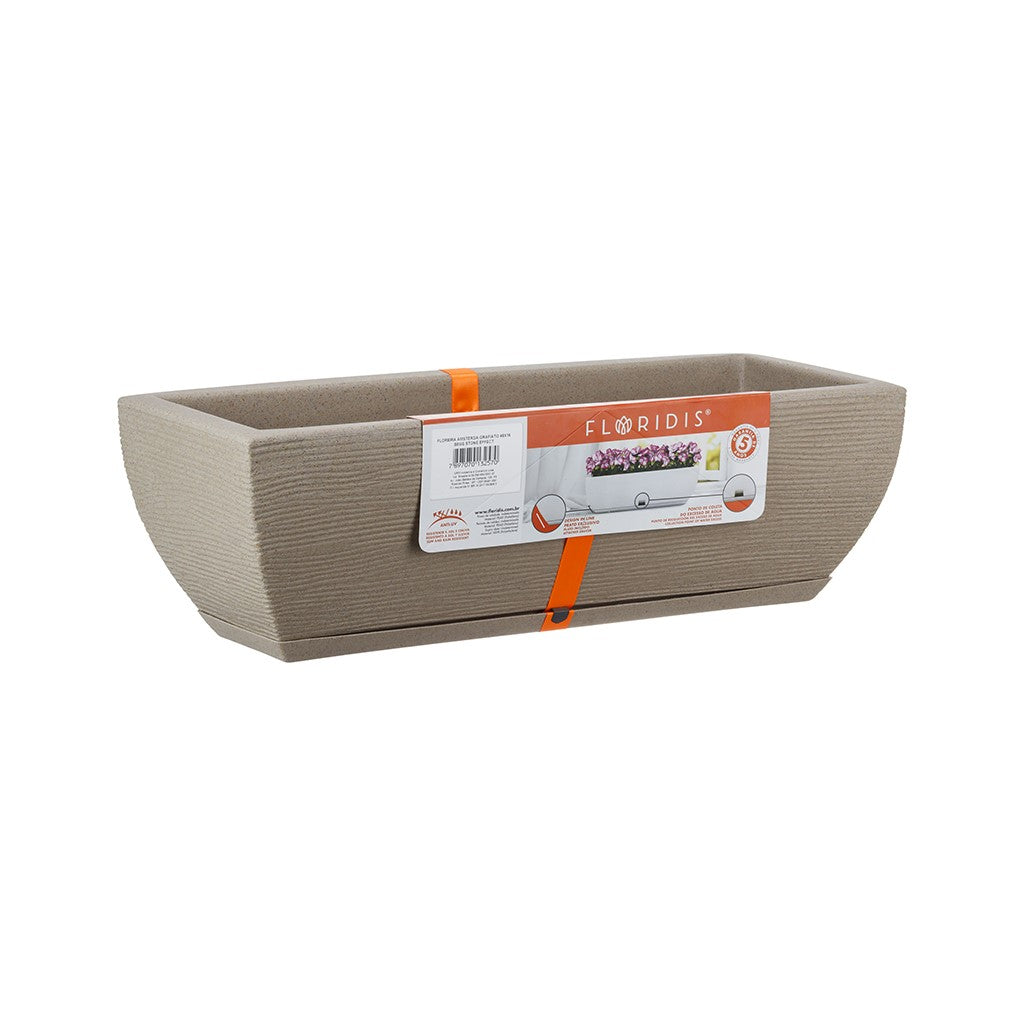 MACETA 48X16CM AMSTERDAM GRAPHITO EFECTO PIEDRA BEIGE