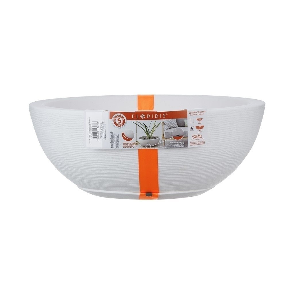 MACETA 44X19CM AMSTERDA GRAPHITO BLANCA