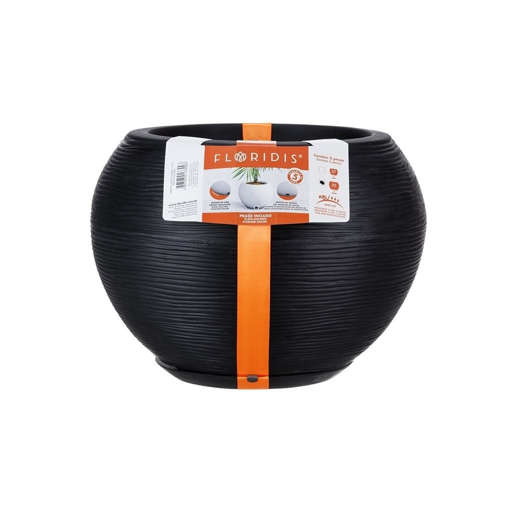 MACETA 27X24CM FLORENCA SISAL NEGRO