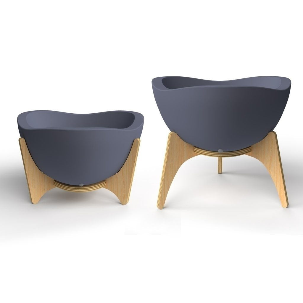 MACETA C/BASE MADERA 38X20CM TRYAS GRIS