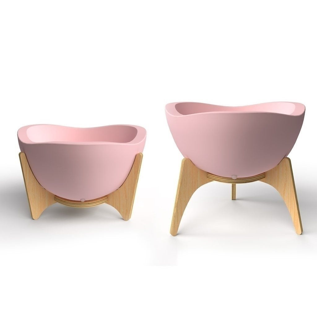 MACETA C/BASE MADERA 38X20CM TRYAS ROSA