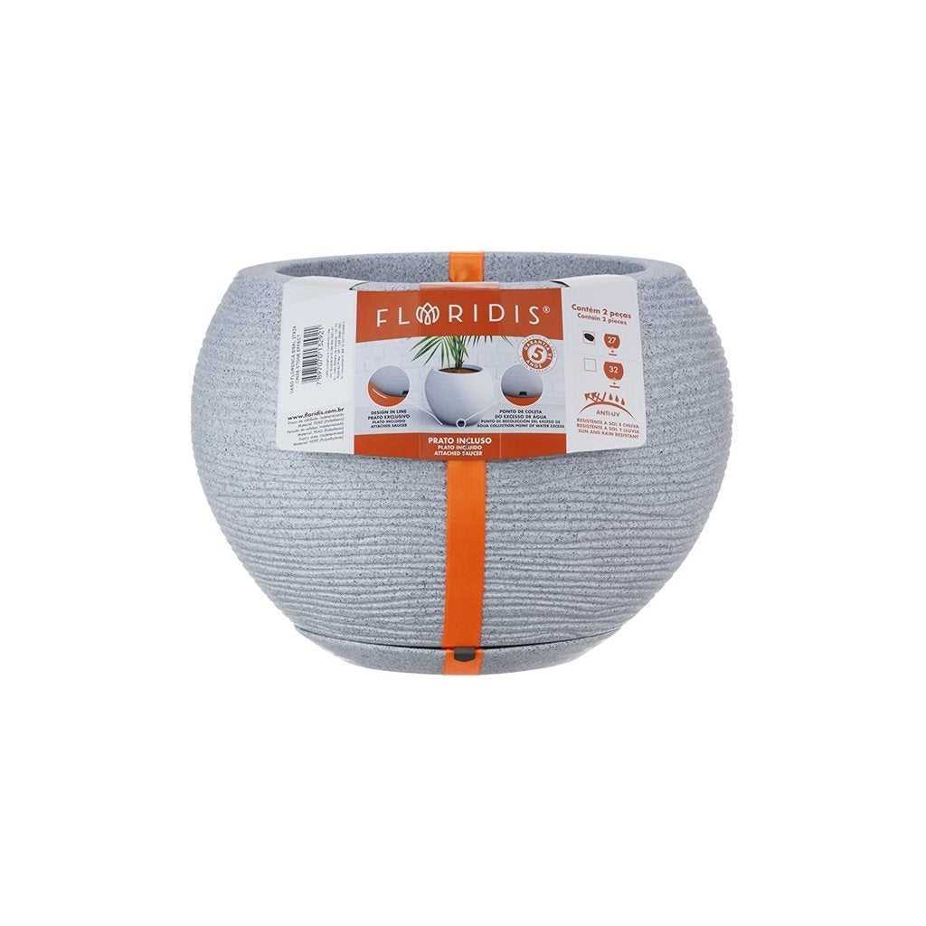 MACETA 17X19CM FLORENCA SISAL EFECTO PIEDRA GRIS