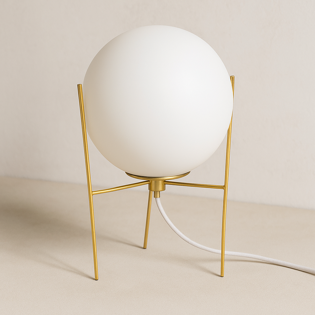 Lámpara de Mesa Pireo – Blanco & Dorado