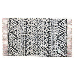 ALFOMBRA 50x80CM TRIANGULOS TRIBAL BLANCO Y NEGRO