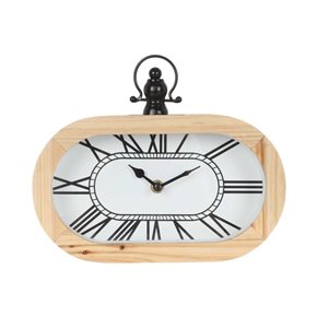 RELOJ DE MESA, MADERA OVAL 25X21.5X6 CM
