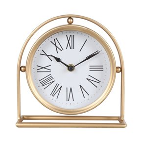 RELOJ DE MESA HIERRO D18.5X7.5X19CM SEMICIRCULO DORADO