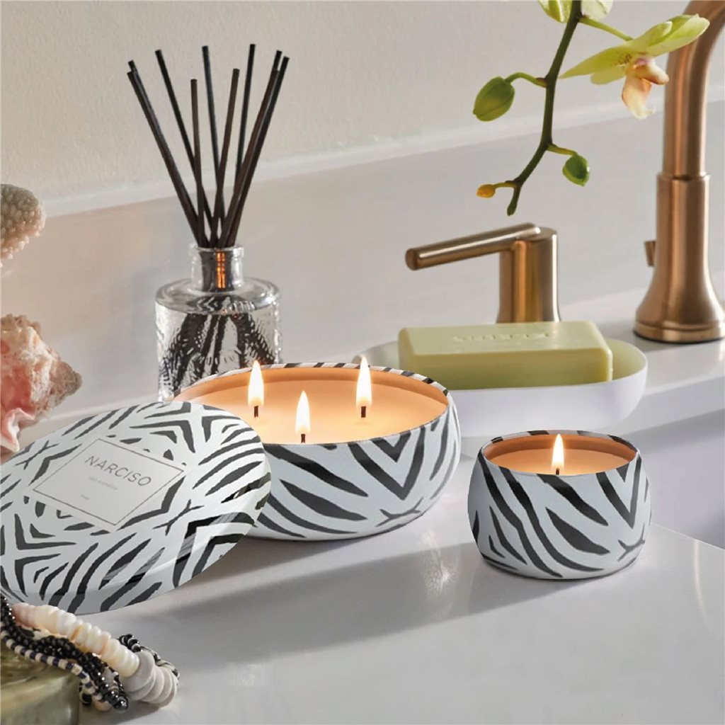 VELA AROMATICA 370ML LATA DISEÑO CEBRA