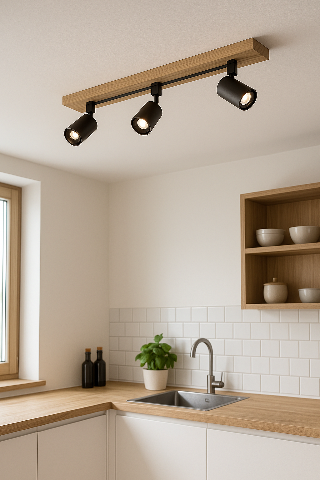 Aplique LED 2x12W 3000K y 3xGU10 Negro/Madera