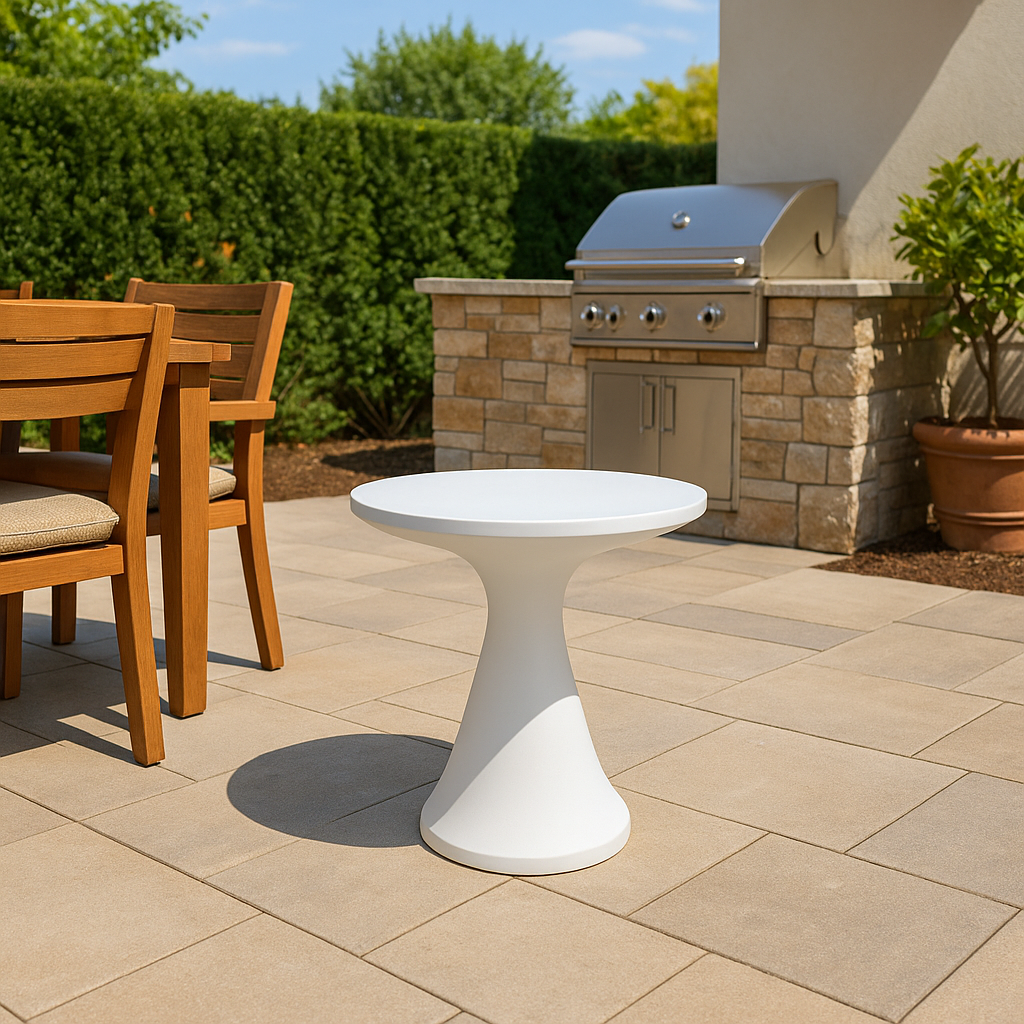 MESA REDONDA BLANCA CON PIE CONICO "SALUT"