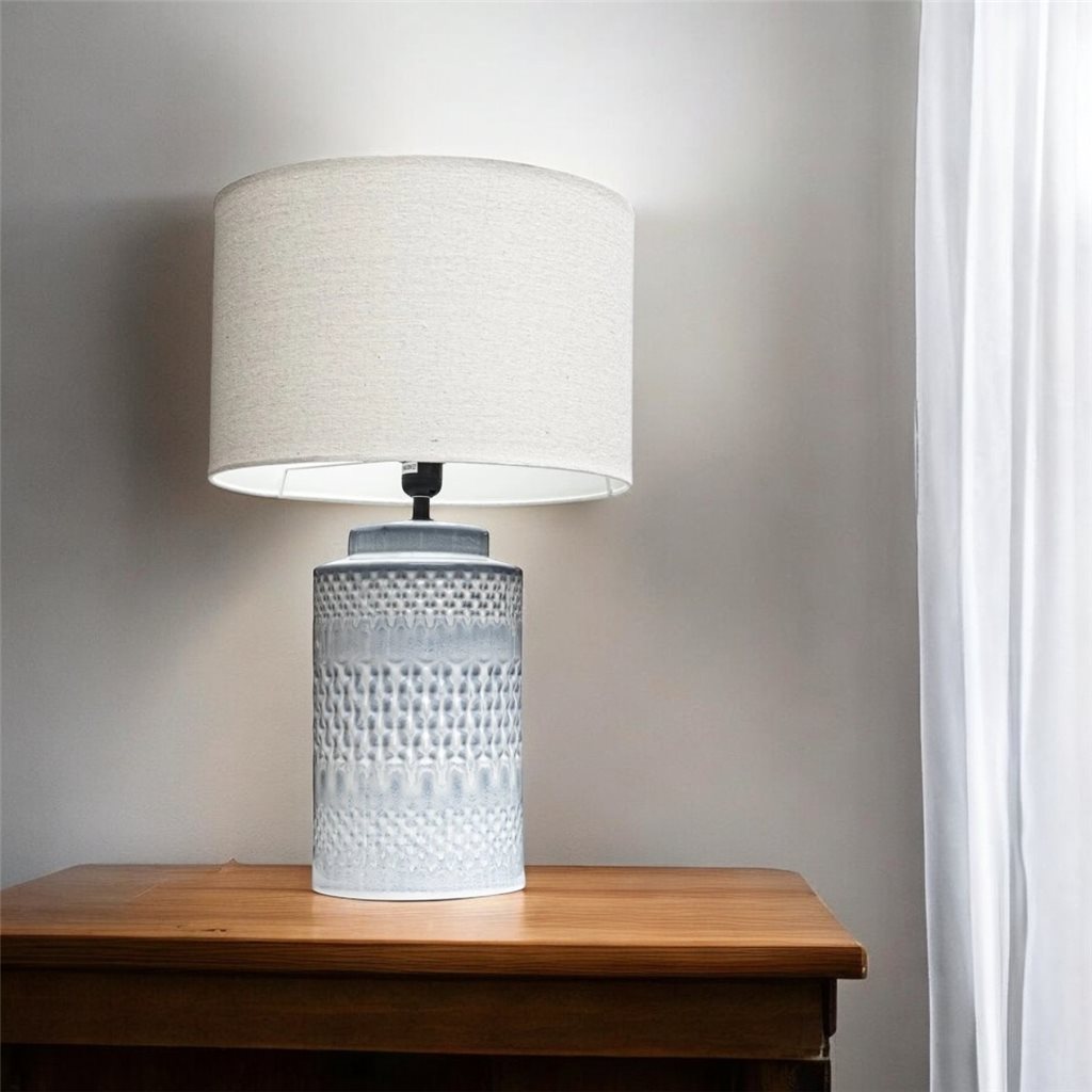 LAMPARA PORCELANA D38x61CM DISEÑO GRIS