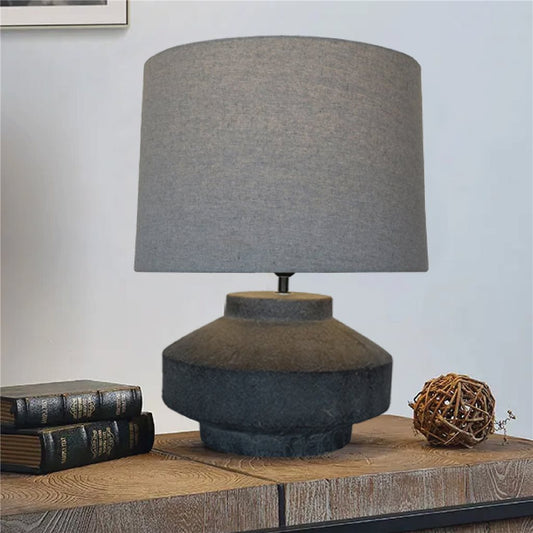 LAMPARA DE MESA TERRACOTA D40x48CM BASE GRIS/GRIS