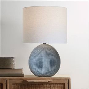 LAMPARA DE MESA CERAMICA D34x51CM LINEAS AZUL