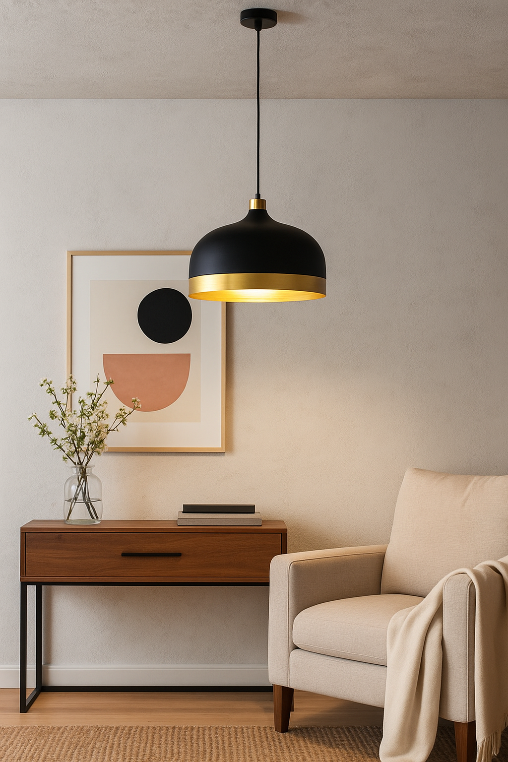 Colgante Campana Metal Negro/Dorado