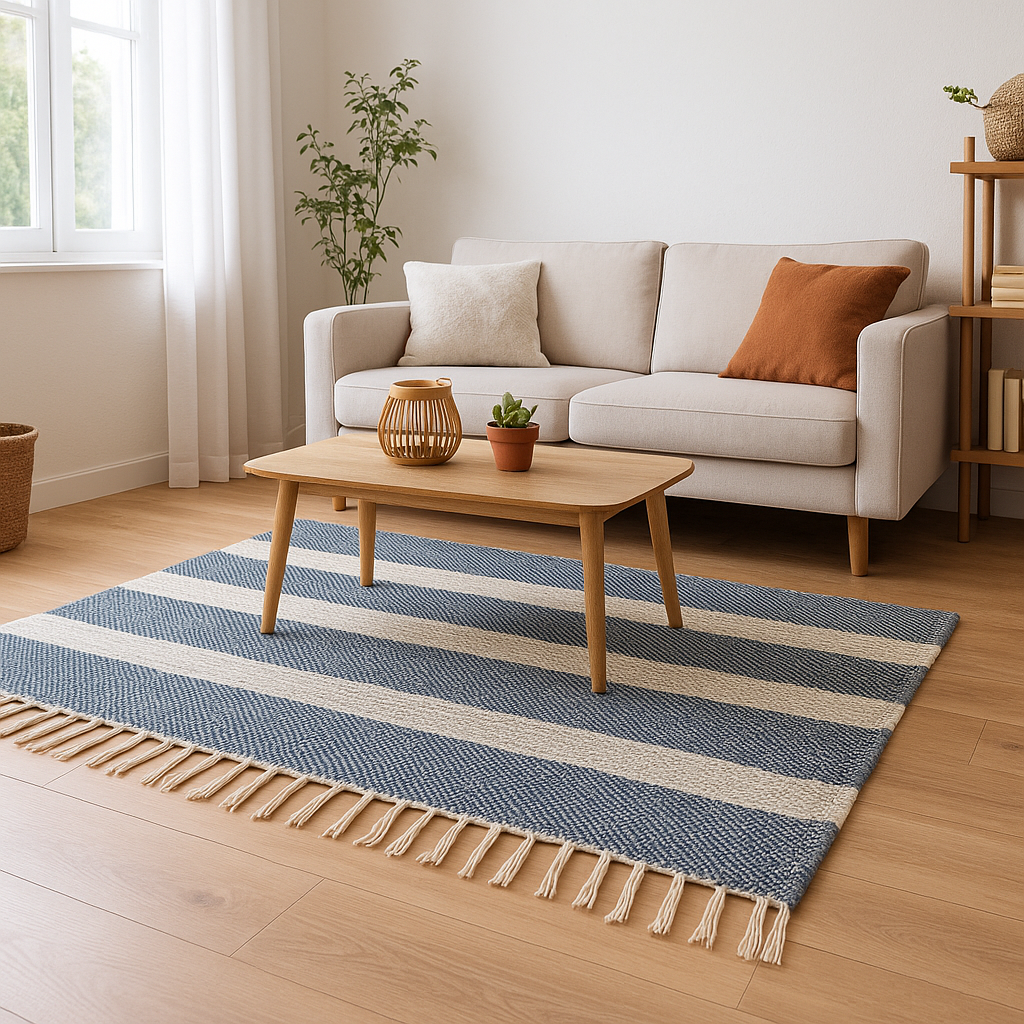 ALFOMBRA C/FLECOS 69x114CM AZUL/GRIS