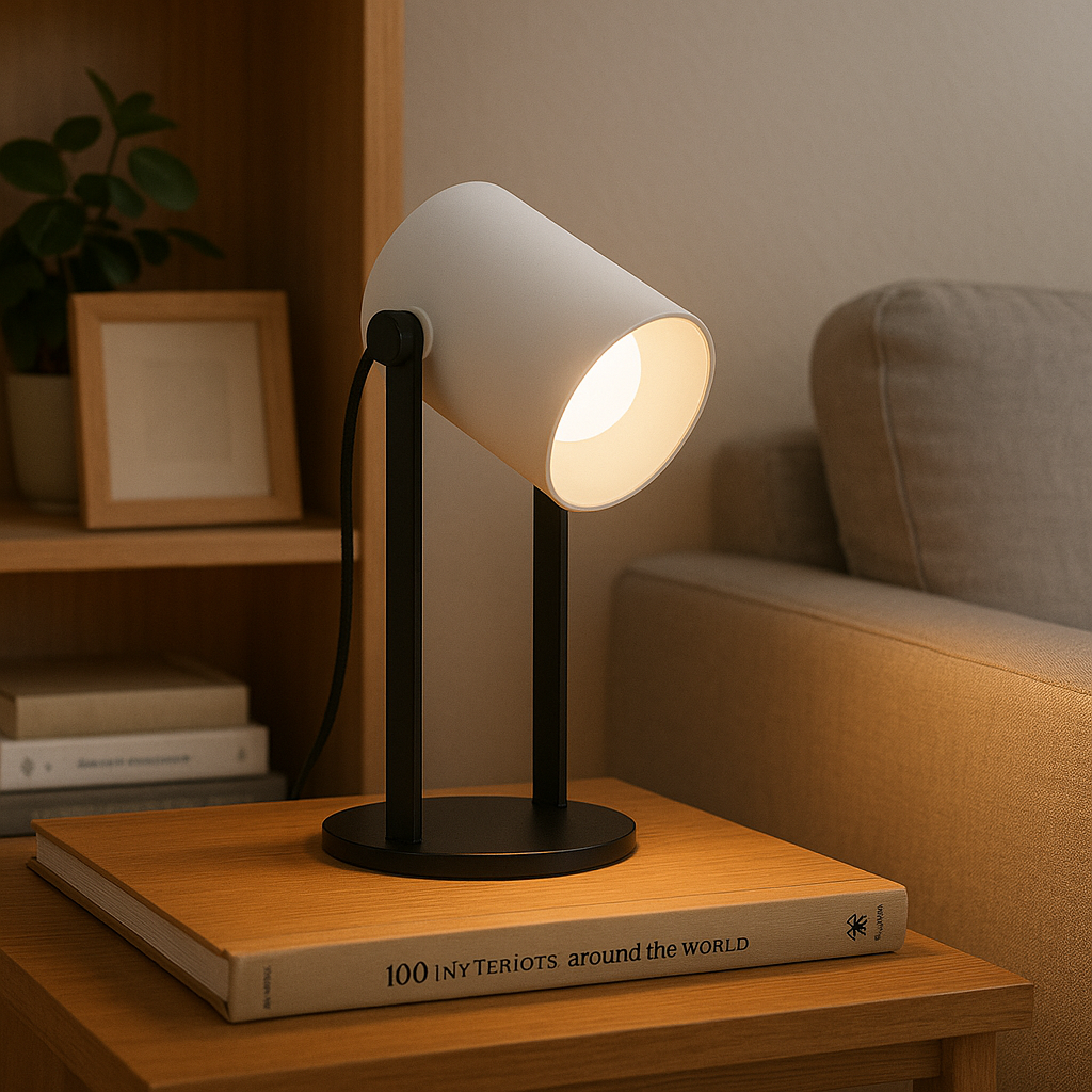 Portátil Mesa Acero Negro Pantalla Blanca 1xE27 "Hornwood"