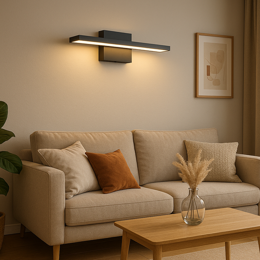 Aplique Pared LED Metal Negro con Difusor 16w 3000k 80cm