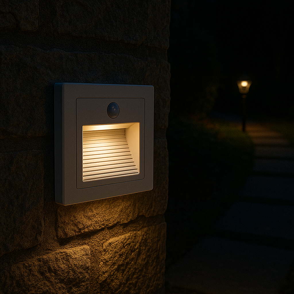 Aplique de Pared Cuadrado Blanco 3W con Sensor