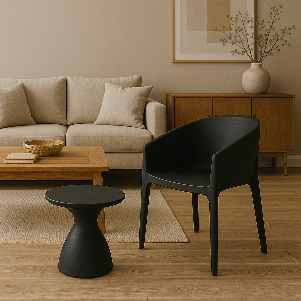 Mesa de Centro Redonda "Flut" – Grafito