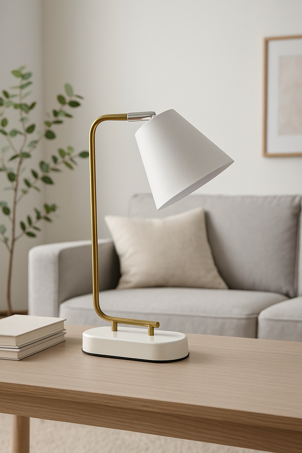 Lámpara de Mesa Zenith – Blanco & Dorado Elegante