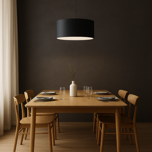 Colgante de Acero Pantalla Textil Negra