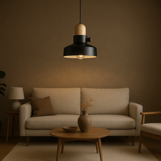 Colgante Campana Metal Negro/Madera