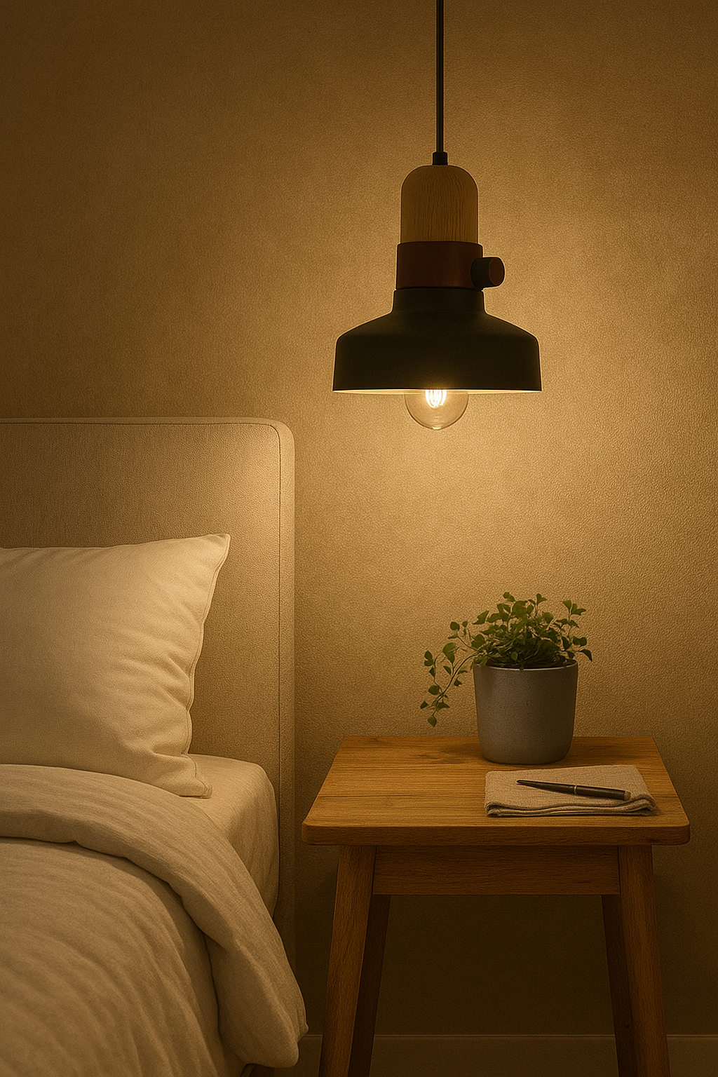 Colgante Campana Metal Negro/Madera