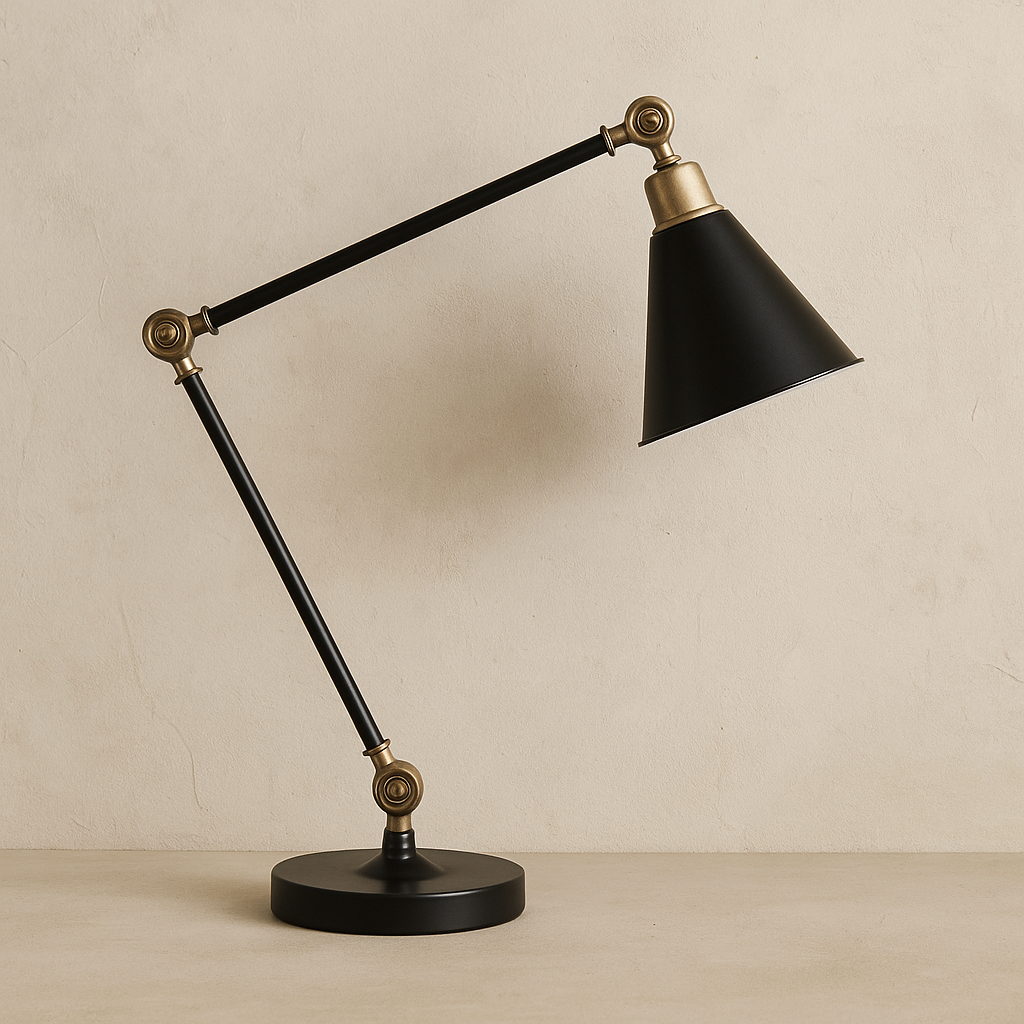 Lámpara de Mesa Falco – Negra con Detalles Dorados