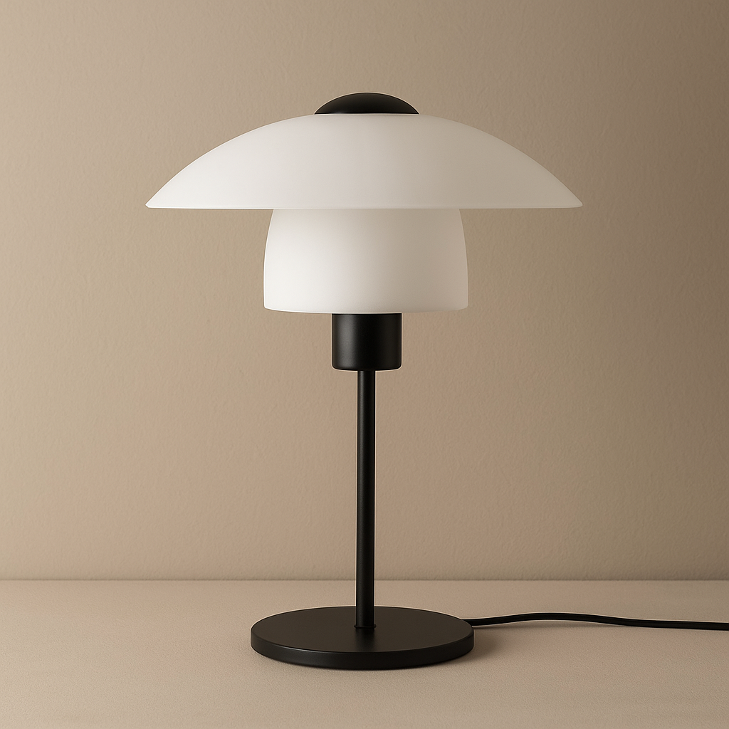 Lámpara de Mesa Tulip – Blanco & Negro Minimalista
