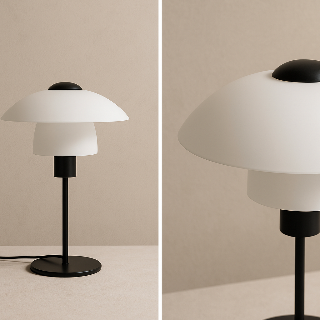 Lámpara de Mesa Tulip – Blanco & Negro Minimalista