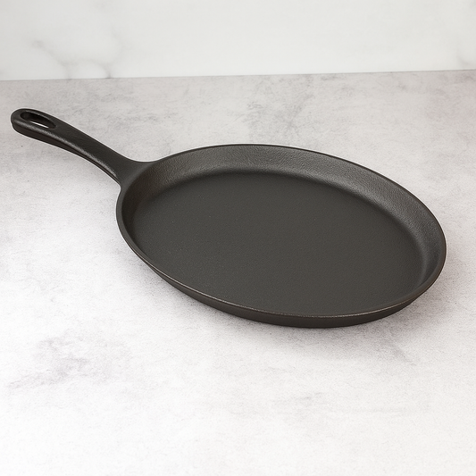 Plancha hierro oval 37x18cm c/asa pico