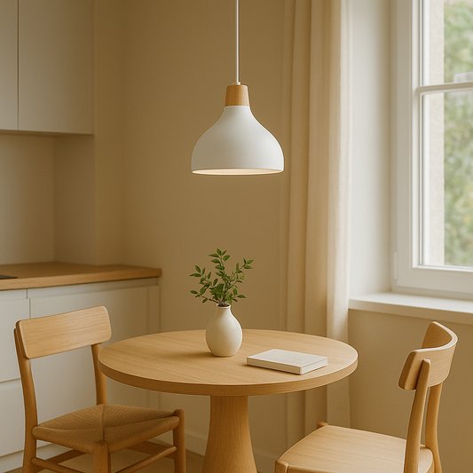 Colgante Campana Metal/Madera Blanca