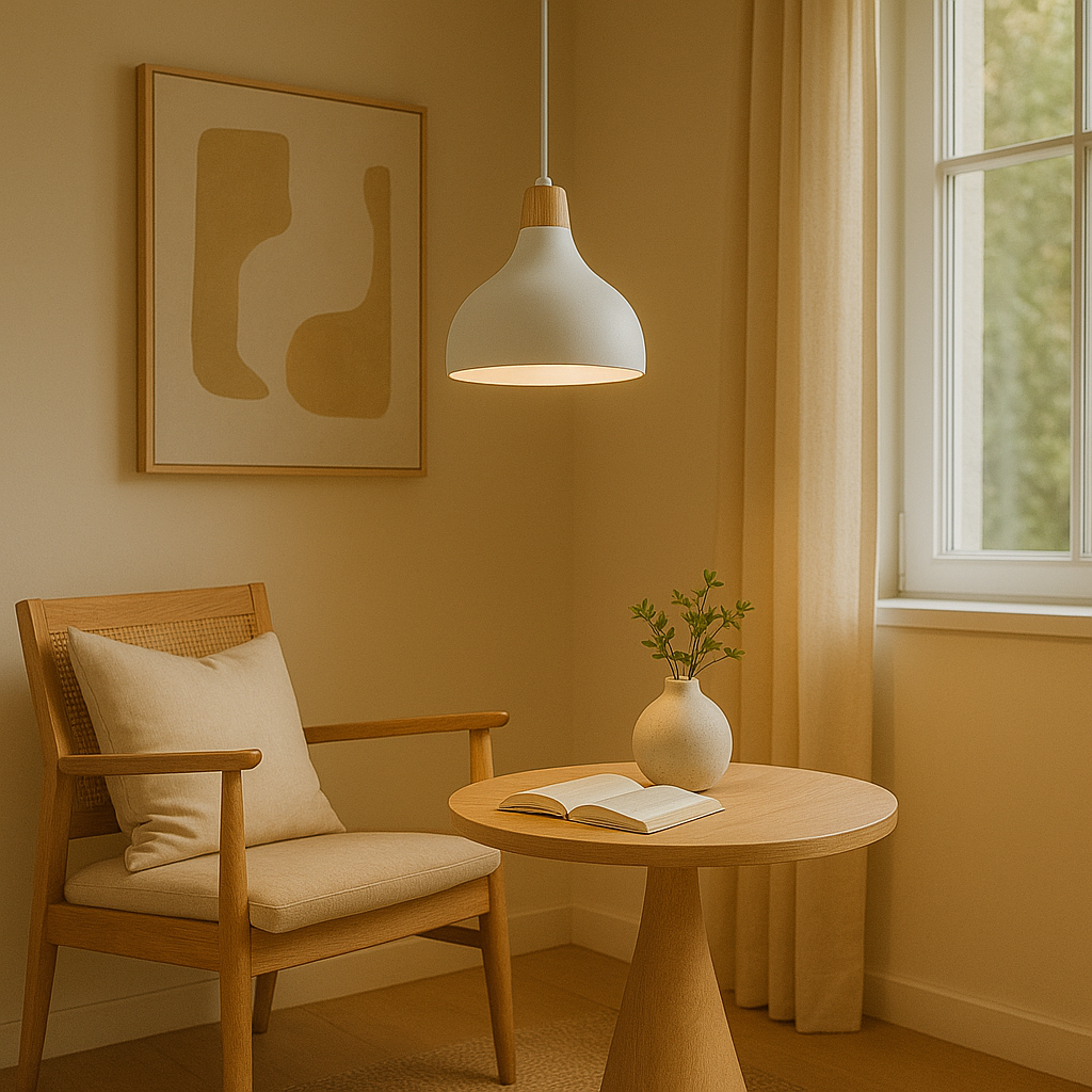 Colgante Campana Metal/Madera Blanca