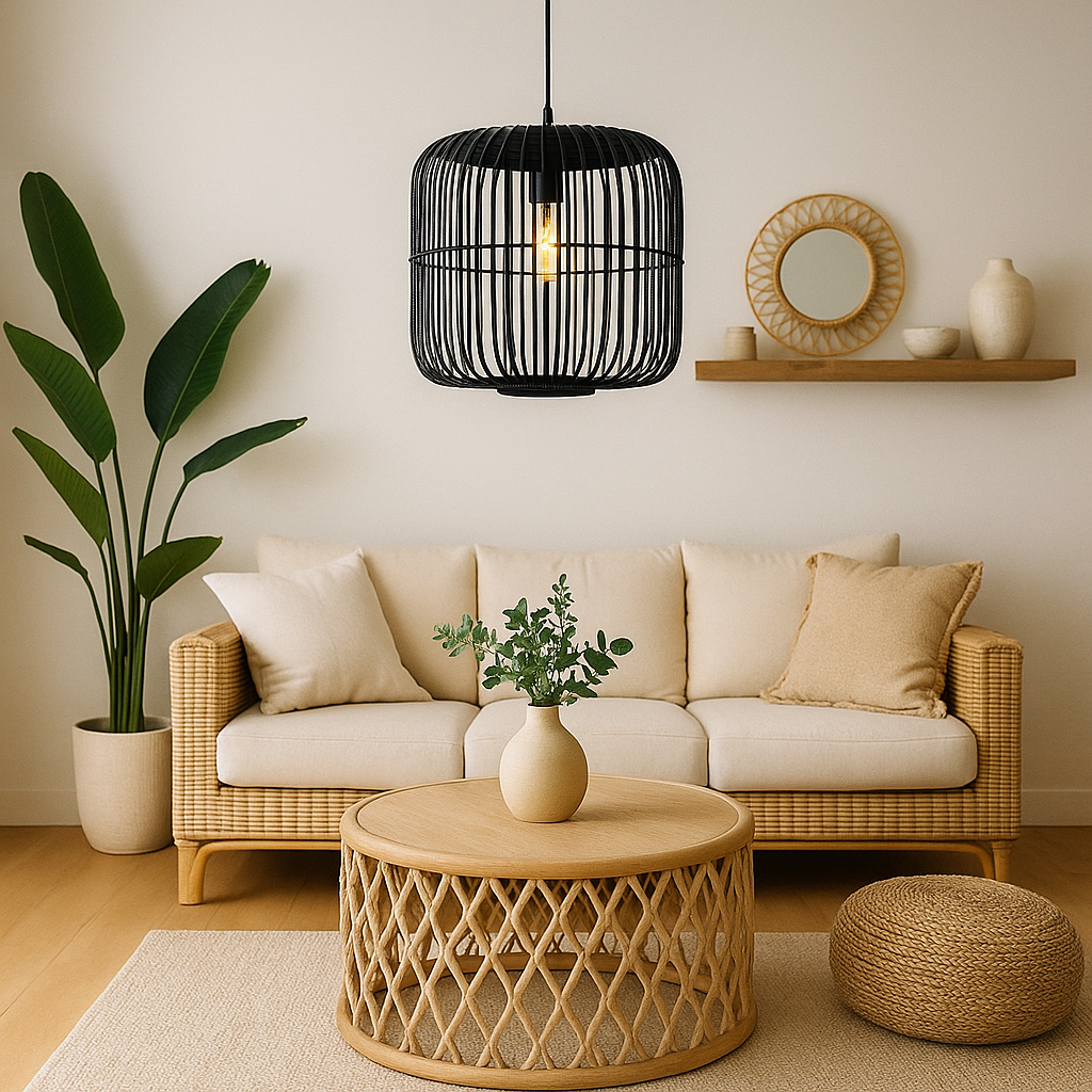 Colgante Cilíndrico Varillas Bambú