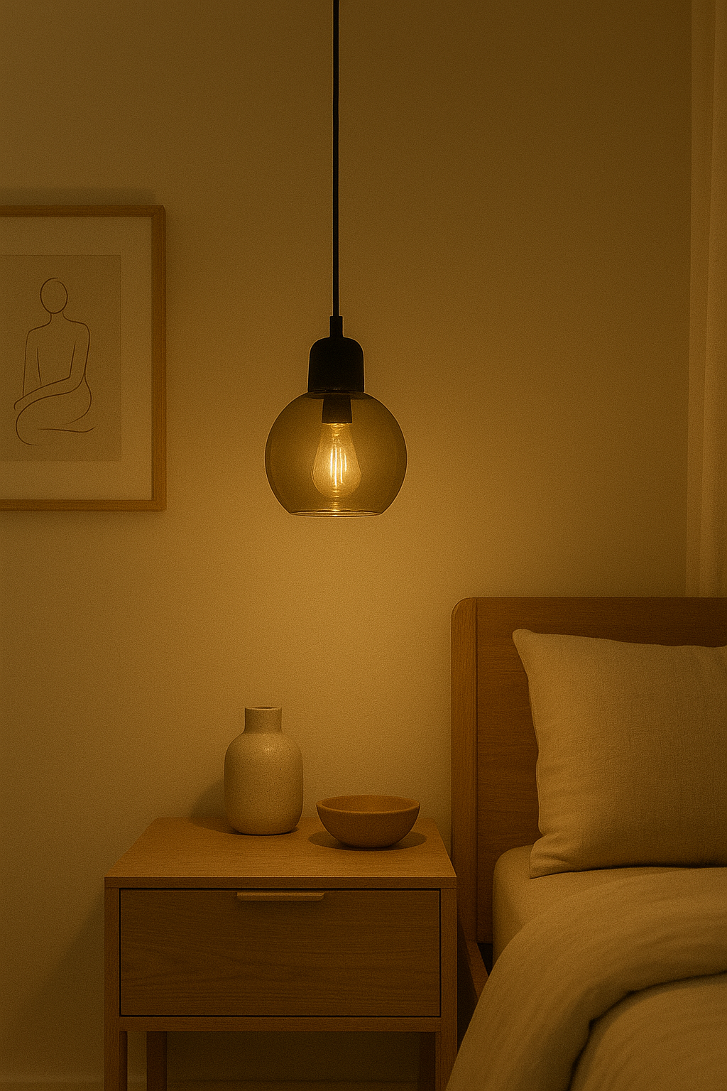 Colgante Vidrio Ámbar Negro Mate