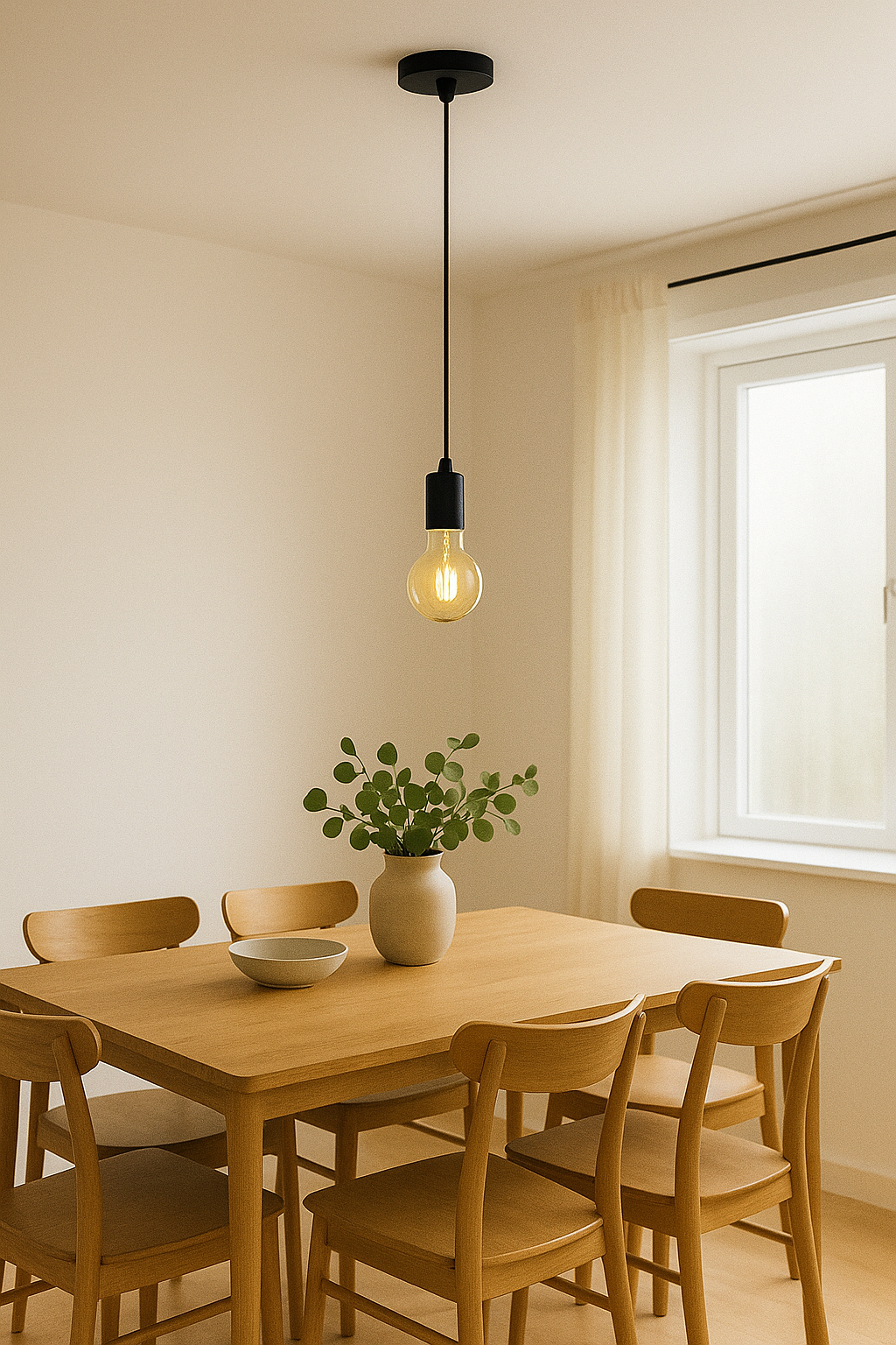 Colgante Florón Negro Cable 1m Textil Blanco/Negro