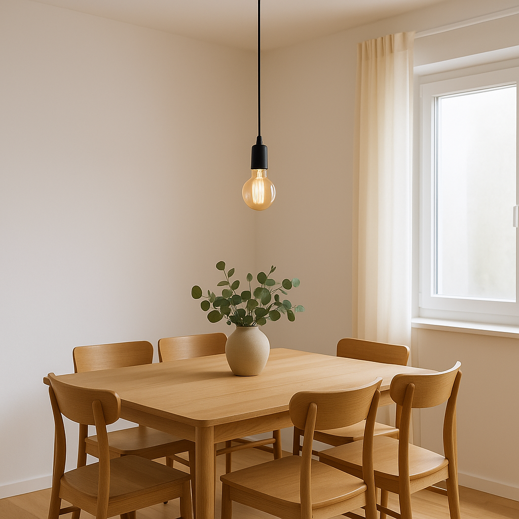 Colgante Florón Negro Cable 1m Textil Blanco/Negro