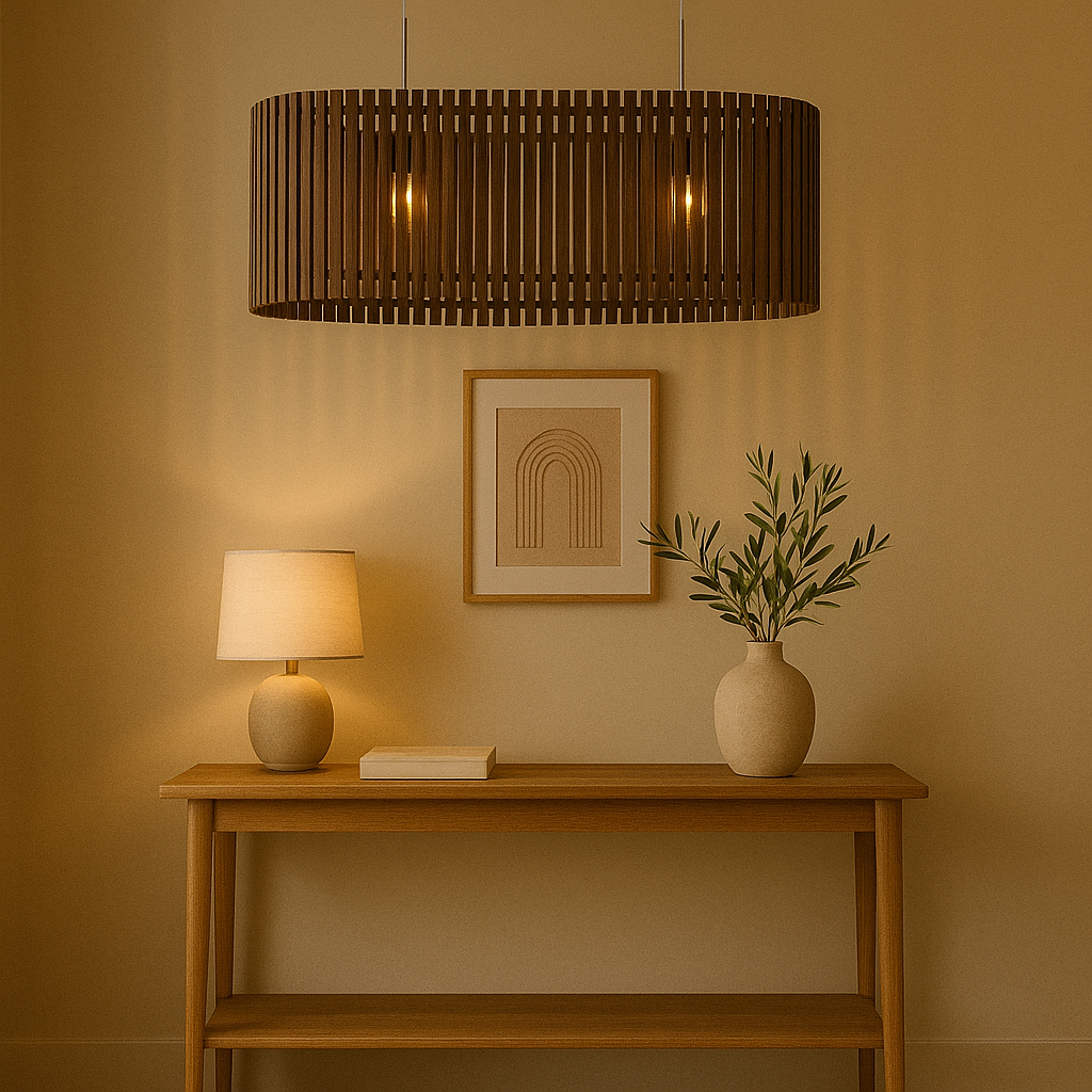 Colgante Madera Oscura Rústico "Varilla"