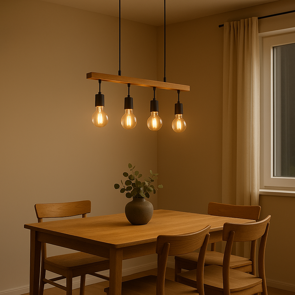 Colgante Madera y Portalámparas Vintage