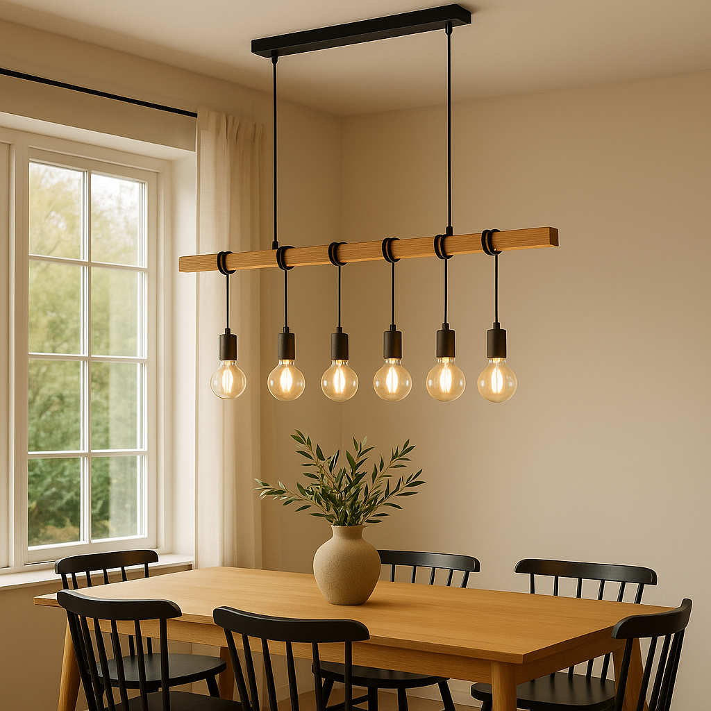 Colgante Madera y Portalámparas Vintage