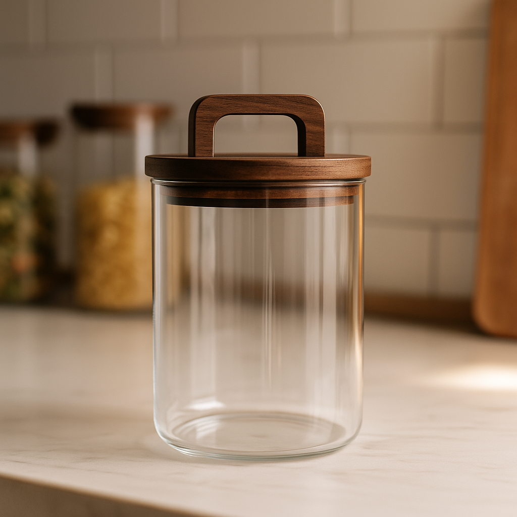 RECIPIENTE BORO 1.2L TAPA MADERA ACACIA D10XH23.5CM