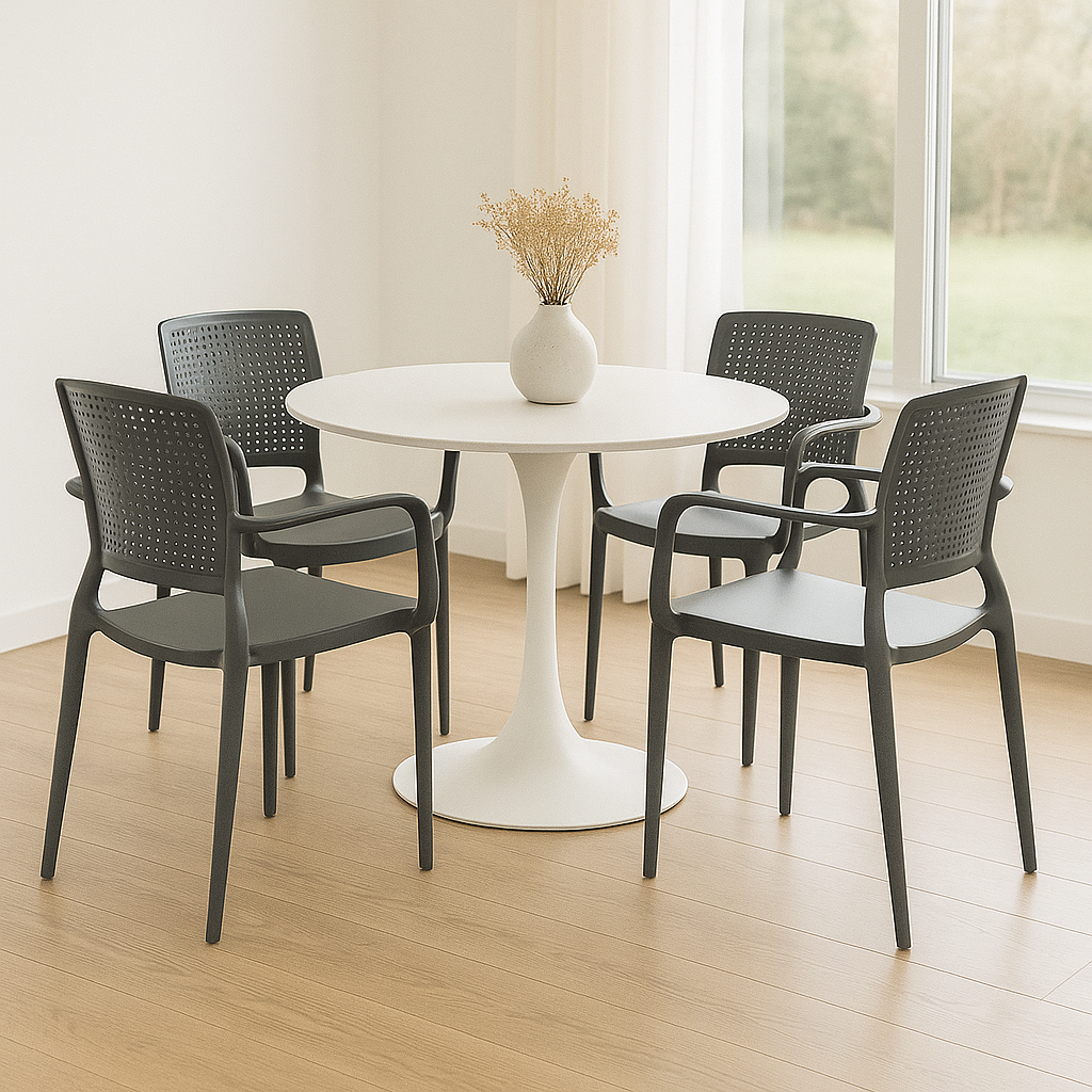 SILLA GRAFITO "SAFIRA" RES. CALADO C/ POSABRAZOS