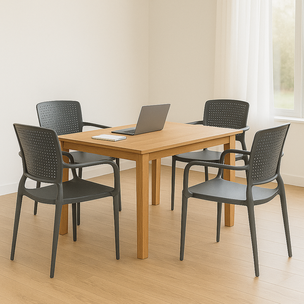 SILLA GRAFITO "SAFIRA" RES. CALADO C/ POSABRAZOS