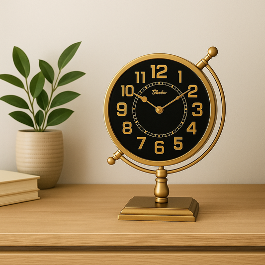 RELOJ DE MESA HIERRO D20X29X8CM NEGRO Y DORADO