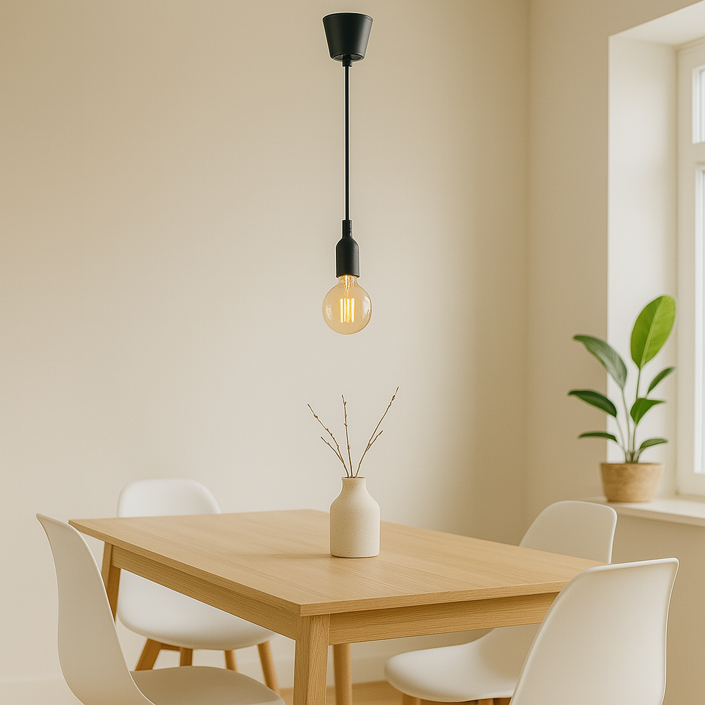 Colgante Silica Gel Portalámpara Negro