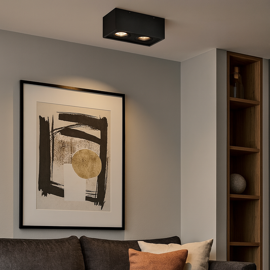 ARTEFACTO LUX BARI DOWNLIGHT CUADRADO DOBLE - NEGRO