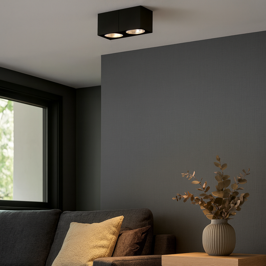ARTEFACTO LUX DOWNLIGHT CUADRADO DOBLE PARA AR111 MACHADO - NEGRO