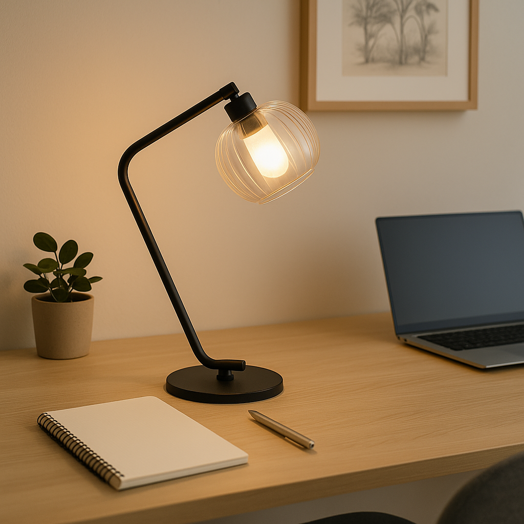 LAMPARA DE MESA D31x51CM VIDRIO/METAL NEGRO